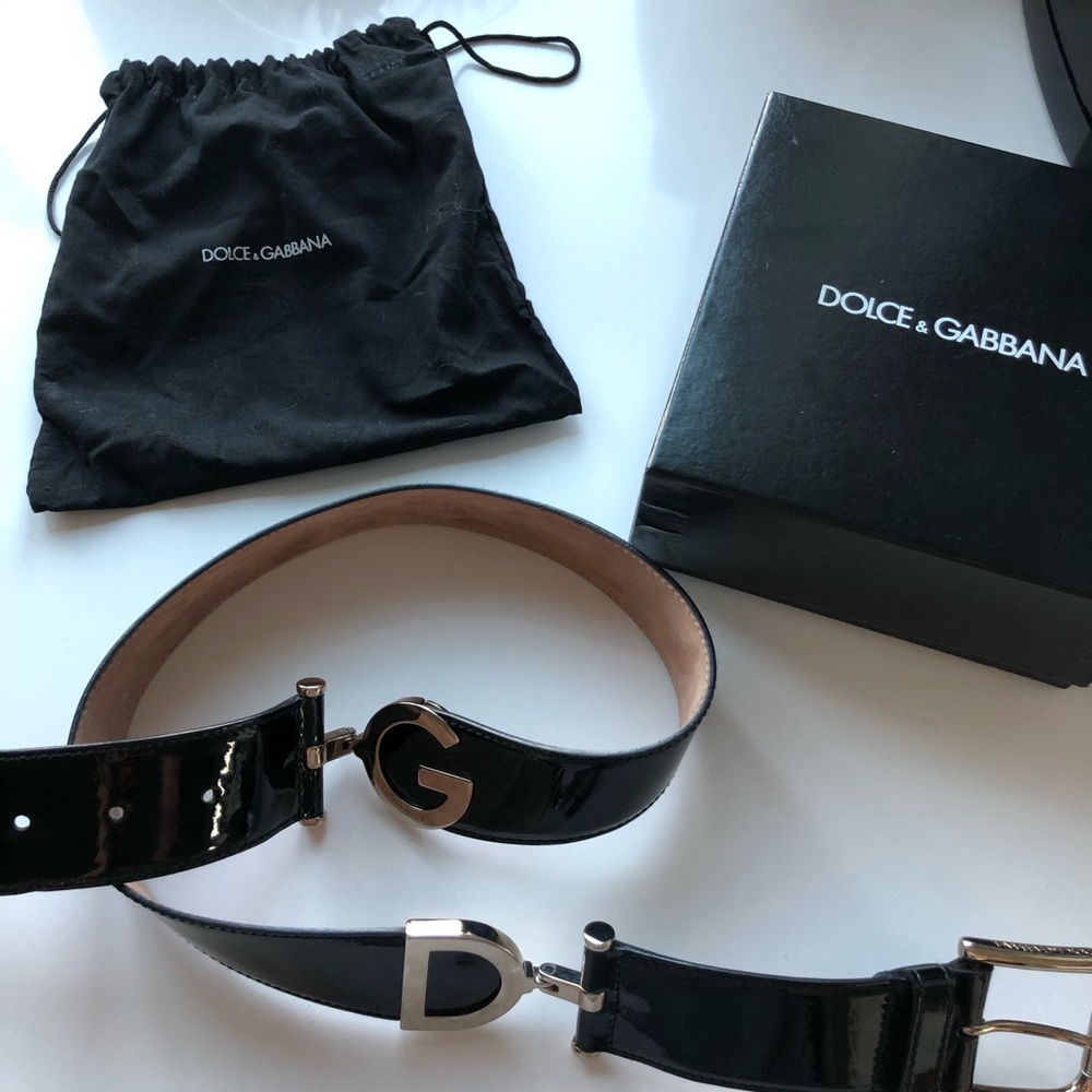 Dolce & Gabbana Black Patent Leather Unisex Belt